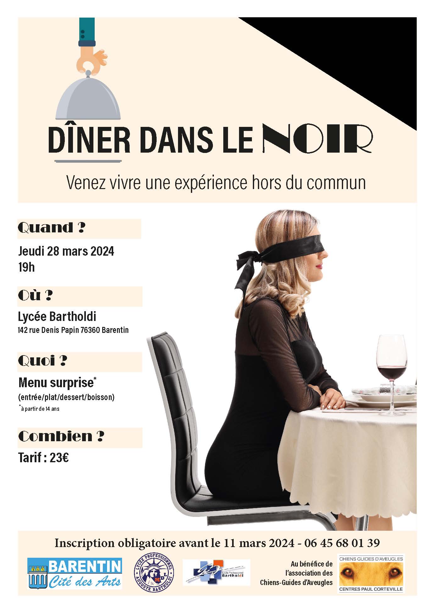 affiche repas dans le noir à Barentin